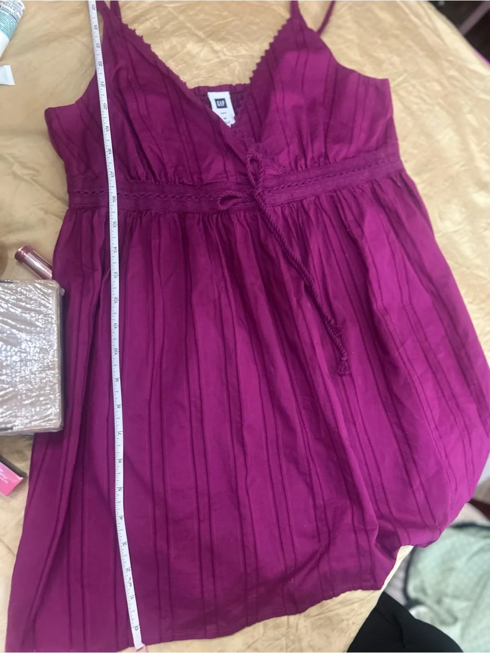 GAP Magenta Lace-Trim Spaghetti Strap Babydoll Chemise size Medium.